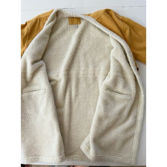 Billabong Corduroy Sherpa Coat Women M Mustard Coastal Cowgirl Western Duster - Picture 8 of 8